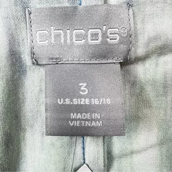 NWT Chico's Maxi Dress Size 3 US XL 16/18 Ikat Popover Regatta Blue Green Travel - Picture 12 of 15